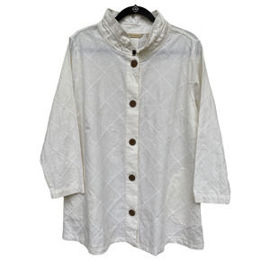 Soft Surroundings XL Scallop Hem Shirt Beige